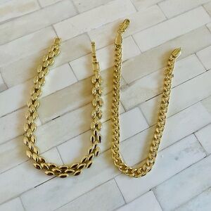 Two 18k Gold Plated Chain Bracelets by Pretty Bird NWOT